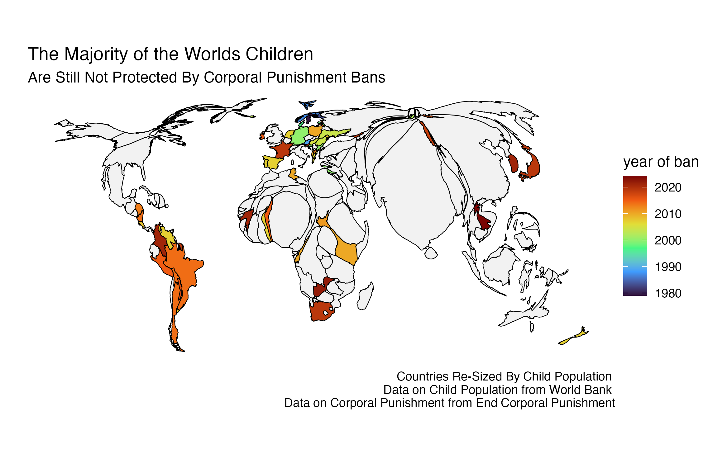 Most of the World’s Children Are Not Protected by Corporal Punishment Bans